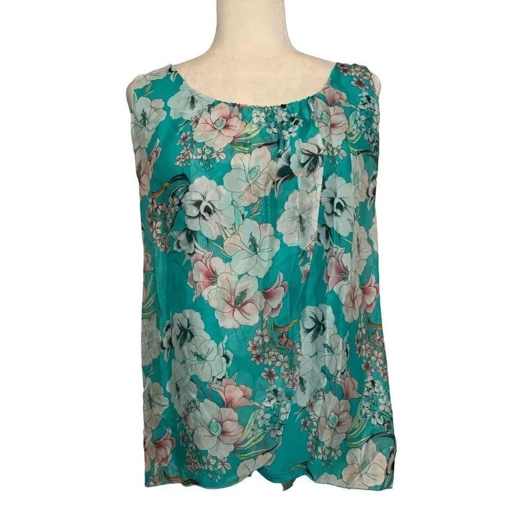 bellambra womens blue white floral silk tank top medium italy